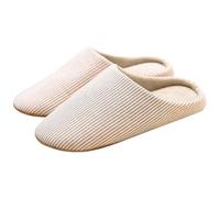 Womens Slippers Non-Slip Cozy Memory Foam Soft Women Autumn Striped Leisure Silent Anti Slippers Beach Slippers for Women Summer (Beige, 38)