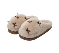 Womens Slippers Non-Slip Plush House Indoor Slippers Memory Foam Cute Plush Cotton Butterfly Knot Warm Winter Slip-On Footwear Comfort Themed size 6