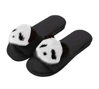 Women's Slippers Open Toe Panda Design Sandals Slippers Women's Winter Warm Mule Slippers Funny Mules Slippers Comfortable Soft Slippers Plush Slippers Fur Slippers Non-Slip Home, 01 Black, 8/8.5 UK