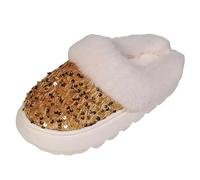 Women's Slippers, Plush Light Weight and Comfortable Fluffy Slippers Fluffy Warm Slippers for Ladies Ladies Slip On Home Shoes Indoor Outdoor Women's Slipper Womens Size 4 (Gold,5)