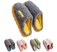 Women's Slippers Plush Winter Slippers Warm Lined Felt Slippers Multicoloured Slippers Comfortable Guest Slippers Unisex Home Shoes with Non-Slip Thick Sole Bed Shoes Soft Slippers, pink, 6/7 UK