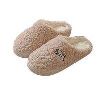 Womens Slippers Size 5 Women's Spring and Autumn Winter Heeled Cotton Slippers Keep Warm Thick Bottom Non Slip Wear at Home Plus Velvet Warm Feet Home Cotton Slippers Womens Slipper Khaki