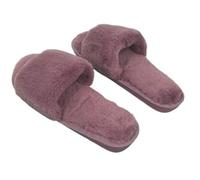 Women's Slippers Soft Fuzzy Fluffy Band Faux Fur Lined Slides Open Toe Comfort Memory Foam Sandals Four Season Indoor House Shoes(36/37 EU, Purple)
