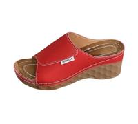 Women's Slippers Spring Summer and Autumn Thick Casual Heel Slippers and Stylish Outdoor Toe Casual Slippers Womens Slippers Size 6 New (Red, 6)