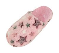 Womens Slippers Star Print Fleece Flat Non Slip Warm Indoor Shoes