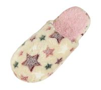 Womens Slippers Star Print Fleece Flat Non Slip Warm Indoor Shoes
