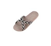 Womens Slippers Summer Crossed Flax Slippers Women Home Linen Slipper Flat Beach Sandals Comfortable Indoor Casual Straw Slippers1,37-38