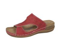 Women's Slippers Summer Retro Round Head Hollow Simple One Word Open Toe Wedge Heel Light Sandals Thick Bottom Holiday Beach Shoes Fish Mouth Casual Slippers Thermal Slipper Socks Women (Red, 5.5)