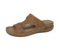 Women's Slippers Summer Retro Round Head Hollow Simple One Word Open Toe Wedge Heel Light Sandals Thick Bottom Holiday Beach Shoes Fish Mouth Casual Slippers Thermal Slipper Socks Women (Brown, 4.5)