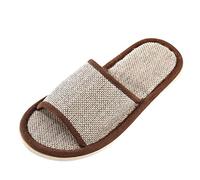 Women's Slippers Summer Slippers Women's Cuddly Linen Look Household Shoes Lovers Slippers Plain Slippers Breathable Bathing Shoes Non-Slip Slippers Linen Flat Bathing Sandals, coffee, 10 UK