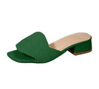 Women's Slippers Summer with Heel Slides Elegant Wedge Heel Slippers, Leisure Fashion Slippers Open House Slippers Classic Slippers Vintage Slippers, Green, 5 UK