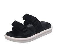 Womens Slippers Summer Women Slippers Flat Low Heel slides Platform Breathable Peep Toe Casual Outdoor Beach Ladies ShoesSchwarz,5