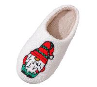 Women's Slippers Towel Embroidery Autumn Winter Christmas Dwarf Home Slip Slippers for Cozy Comfort (Beige, 40)