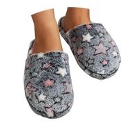 Womens Slippers Uk, Women Slip On Furry Flat Home Winter Round Toe Keep Warm Star Prints Slippers Shoes