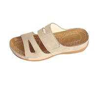 Women's Slippers Wedge Heel Fish Mouth Large Slippers Hollow Stitched Lightweight and Comfortable Leisure Sandals Shoes Summer Shoes Women, beige, 7 UK