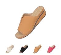 Women's Slippers Wide H Beach Sandals Platform Summer Mules Women's Comfortable Mules Soft Soles Platform Sandals Lightweight Orthopaedic Summer Shoes Comfortable Leisure Sandals, brown, 9 UK