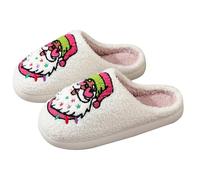 Women's Slippers Winter Elegant Closed Christmas Slippers Winter | Slippers with footbed, mules women's platform beige slippers Santa Claus cosy house slippers for outdoor/indoor