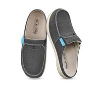 Womens Slippers with Arch Support - Canvas House Slipper for Women with Velvet Lining, Slip On Clog Mule Shoes Indoor Outdoor with Anti-Skid Rubber Sole, Black, 5.5 UK