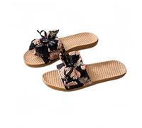 Women's Slippers with Floral Pattern, Summer Leisure Beach Sandals, Peep Toe Mules, Breathable Sandals & Slides, Lightweight Walking Shoes, Walking Shoes, Summer Shoes, black, 5 UK