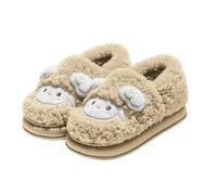 Women's Slippers with Footbed, Size 40, Warm Slippers 39-42 Winter Washable | Mules platform rubber sole winter slippers chic lamb motif plush slippers felt non-slip visitor slippers