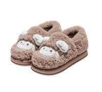 Women's Slippers with Footbed, Size 40, Warm Slippers 39-42 Winter Washable | Mules platform rubber sole winter slippers chic lamb motif plush slippers felt non-slip visitor slippers