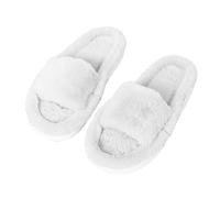 Women's Slippers Woman Fuzzy Fluff Indoor Slippers Women Bedroom Slip-On Slippers Orthopaedic Arch Support Slippers Winter Open Toe Plush Shearling Slide, White, 6 UK