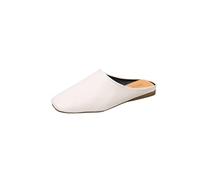 Womens Slippers Women Leather Shoes Slippers Flat Heel Casual Holiday Autumn Solid Indoor SummerWhite,4.5 UK