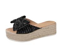 Womens Slippers Women's Tie The Knot Sandal - 2. 5 Inch Cushioned, Slip On Closure for Comfort & Style, Perfect for Casual & Dressy Outfits, All Day Wear Black