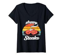 Women's Sloppy Steaks Funny Steakhouse I Think You Should Leave V-Neck T-Shirt