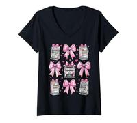 Womens Slot Machine Gambling Gambler Las Vegas Girl Coquette Bow V-Neck T-Shirt