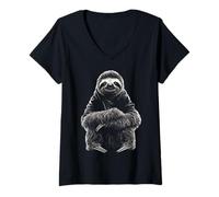 Women's Sloth Animal Love Wildlife Forest Zoo Graphic Art V-Neck T-Shirt
