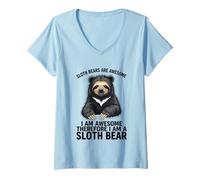 Women's Sloth Bears are Awesome I Am Awesome I Am A Sloth Bear V-Neck T-Shirt