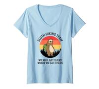 Women's Sloth Hiking Team - we Will get There When we get There V-Neck T-Shirt