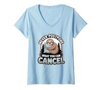 Women's Sloth Lover Lazy Humor Never Postpone What You Can Cancel V-Neck T-Shirt