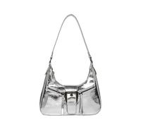 Women's Slouchy Hobo Crescent Shoulder Bags, Vegan Leather Crossbody Bag, Daily Commuting Handbags Purse 2025 - Gift for Christmas, Birthday and Anniversary (Silver,12.59×8.66×3.94 inches)