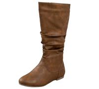 Women's Slouchy Knee High Pull on Zipper Flat Soft Dress Boots Fall Winter Western Cowgirl Booties