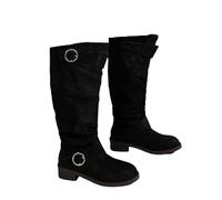 Women's Slouchy Suede Faux Knee High, Wide Calf Thick Soled Tall Boots Womens Round Toe Pull On Fall Winter Flat Boots (Warm 4,5.5)