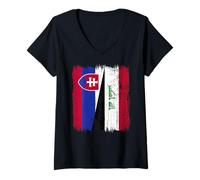 Womens Slovakia Iraq Half Flag Slovakia Iraqi Jersey V-Neck T-Shirt