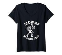 Womens Slow AF Running Club Funny Jogger Humor Men's Design V-Neck T-Shirt