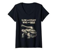 Women's Slow and Steady Wins the War Turtle Tank V-Neck T-Shirt