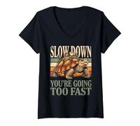 Women's Slow Down You're Going Too Fast Tortoise V-Neck T-Shirt