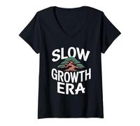 Womens Slow Growth Era Bonsai Tree Zen Nature Living Mindful Art V-Neck T-Shirt