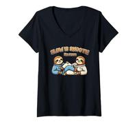 Women's Slow is Smooth - Relaxed Sloth Jiu Jitsu Flow V-Neck T-Shirt