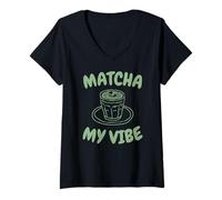 Women's Slow Mornings Matcha My Vibe V-Neck T-Shirt