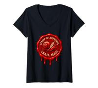 Women's Slow Post Approval Seal Snail Quill Design V-Neck T-Shirt