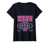Womens Slow Steps - Urban Streetwear Statement V-Neck T-Shirt