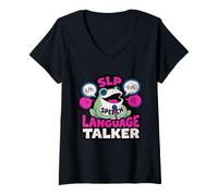 Women's SLP Speech Language Pathology Talker Therapist V-Neck T-Shirt