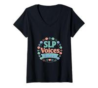 Women's SLP Voices United Communication Support Design V-Neck T-Shirt