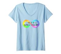 Womens Slut On The Spectrum Infinity Graphic V-Neck T-Shirt