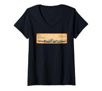 Women's SM U-9 German WWI Submarine Cutaway Diagram V-Neck T-Shirt